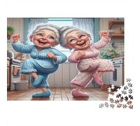 Granny Pajama Dance Puzzle 1000 pièces, Moment chez soi Amusant, Difficile, Carton recyclé, pour puzzlers avancés, 52x38 cm