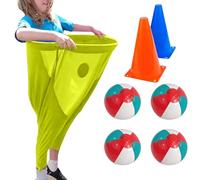Granny Pants Yard Game for Adultes, 1/2/4 pièces Freaky Party Games Pants with 4/8/16 Bouncy Balls and 2/4 Marker Cones, Yard Games Field Day Family Reunion Game Giant Outdoor Game Set (Jaune)