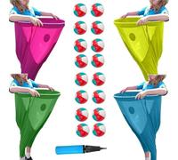 Granny Pants Yard Game,Granny Pants Outdoor Game,Funny Giant Stretchy Pants,Large Granny Pants Yard Game with 4 Bouncy Balls, Team Relay Family Reunion Field Games Set (4pcs)