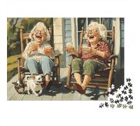Granny Porch Laugh Puzzle 1000 pièces, Boisson fraîche, Stimulation cérébrale, Carton recy nfants dès 12 Ans, Cadeau de Fin d’études, 38x26 cm