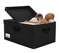 GRANNY SAYS Boîte de rangement avec couvercle, paquet de 1 caisse de rangement en tissu avec couvercle, grande boîte de rangement pour étagères, panier de rangement noir pour vêtements