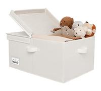GRANNY SAYS Boîte de rangement avec couvercle, paquet de 1 caisse de rangement en tissu avec couvercle, boîte de rangement extra large pour étagère, panier de rangement blanc pour vêtements