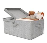 GRANNY SAYS Boîte de rangement avec couvercle, paquet de 1 panier de rangement en tissu avec couvercle, grande boîte de rangement pour étagères, caisse de rangement gris pour vêtements