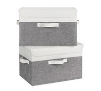 GRANNY SAYS Boîtes de rangement avec couvercles, lot de 2 boîtes en tissu pour étagères, boîtes de rangement pour vêtements avec couvercles pour l'organisation de l'armoire