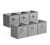 GRANNY SAYS Boîtes de Rangement, Lot de 6 Cubes de Rangement avec Poignées, Paniers et Bac de Rangement Tissus pour Kallax Étagère, Boite Rangement Meuble Cube Rangement Pliable 33x33 cm, Gris