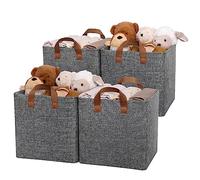 GRANNY SAYS Caisses de Rangement, Lot de 4 Cubes de Rangement en Tissu avec Cadre en Métal, Paniers et Boîtes de Rangement pour Kallax Étagère, Meuble Cube Rangement Pliable 30x30x30 cm, Gris