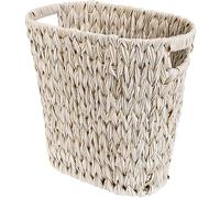 GRANNY SAYS Corbeille à papier décorative en plastique tressé, corbeille à déchets en osier imperméable et peu encombrante pour salle de bain et chambre à coucher 19 l - Blanc