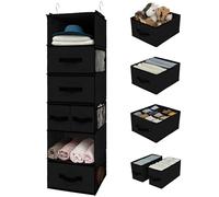 GRANNY SAYS Étagère Suspendue à 6 Compartiments, Organisateur de Placard de Rangement Suspendu avec Tiroirs ei Poches Latérales, Rangement Suspendus pour Vêtements Pliable, Rangement Placard Gris