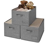 GRANNY SAYS Grande Boite de Rangement, Caisse de Rangement Tissu, Lot de 3 Boîtes Rangement Pliable, Boîte de Rangement Vetement pour Étagères, Paniers et Boîtes de Rangement pour Placard, Gris