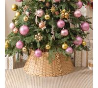 GRANNY SAYS Jupe en Osier pour Sapin de Noël pour la décoration des fêtes, Panier décoratif tissé pour Base de Sapin de Noël, Collier pour Base 57 cm de diamètre - Jaune