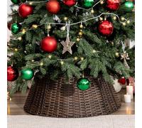GRANNY SAYS Jupe en Osier pour Sapin de Noël pour la décoration des fêtes, Panier décoratif tissé pour Base de Sapin de Noël, Collier pour Base 71 cm de diamètre - Marron
