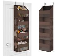 GRANNY SAYS Lot de 4 étagères de rangement à suspendre à l'arrière de la porte, étagère de rangement transparente à suspendre pour chambre à coucher, armoire, accessoires, couches, marron