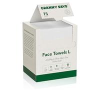 GRANNY SAYS Lot de 75 serviettes jetables pour le visage, 25,4 x 20,3 cm, serviettes pour le visage biosourcées, serviettes jetables super douces pour peaux sensibles, voyage, démaquillant