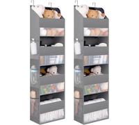 GRANNY SAYS Organisateur de Porte à 4 Compartiments, Paquet de 2 Rangement à Suspendre Porte, Chambre d'enfant Étagère Suspendue sur Porte pour Jouets, Rangement Suspendu au Dos de la Porte, Gris