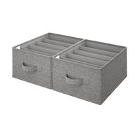 GRANNY SAYS Organisateurs Armoire Vetement, Lot de 2 Boites de Rangement Tissu, Organisateur Armoire Rangement pour Tee Shirt Pantalon, Rangement Dressing pour Vêtements et Penderies, Gris Foncé