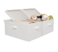 GRANNY SAYS Panier de rangement en tissu avec couvercle, boîtes décoratives, panier pour étagères, conteneurs pour armoire, grands conteneurs pour vêtements, Jumbo, ivoire, lot de 2