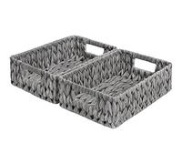 GRANNY SAYS Panier Rangement Osier en Plastique, Lot de 2 Paniers et Boîtes de Rangement avec Poignées, Paniers de Décoration, Panier Osier Rectangulaire, Petits Panier Rangement Salle de Bain, Gris