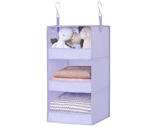 GRANNY SAYS Rangement Suspendu, Étagère Suspendue Pliable, Organiseur de Rangement à 3 Compartiments, Organiseur de Vêtement, Rangement pour Placard, Armoire, Portant, Organisateur Suspendu, Violet