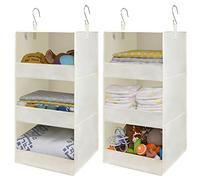 GRANNY SAYS Rangement Suspendu, Étagère Suspendue Pliable, Organiseur Placard de Rangement à 3 Compartiments, Organiseur de Vêtement, Rangement Armoire, Paquet de 2 Organisateur Suspendu, Beige