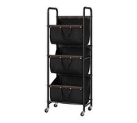 GRANNY SAYS Trieur à linge à 3 nouettes, panier à linge avec roulettes, organisation et rangement de la buanderie, chariot à linge à roulettes à 3 sections pour dortoir, salle de bain, chambre à