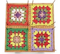 Granny Square Tendeur carré 29 x 29 cm avec 20 broches en acier inoxydable, crochet en bambou avec support réglable, accessoires pour crochet, planche de blocage super stable pour cartes à crochet