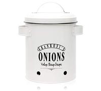Granrosi Pot à Oignon avec Couvercle, Boîte de Rangement en Métal pour la Cuisine, Récipient de Stockage Alimentaire, pour un Stockage Longue Durée, 16.8x13.6x22.5cm (Gris Vintage)