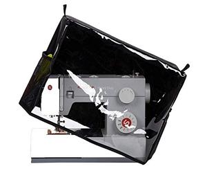 Grantien Housse De Protection pour Machines à Coudre,Couverture Transparente avec 2 Poignées Et Poches en Filet,pour Brother Singer Janome,Oxford Noir 43 * 33Cm