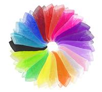 Grantop Lot de 30 serviettes de jonglage carrées - 22 couleurs - 60 x 60 cm - Chiffons colorés en mousseline de soie - Serviettes rythmiques pour maternelle - Activités de fête pour enfants