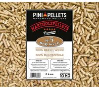 PINI Pellets de Bois Dur 100% Hêtre №5 BBQ BBQ Hêtre 10 Kg Grill Pellets pour Griller, Faire Fumer, également pour Les Fours à Pizza à granulés