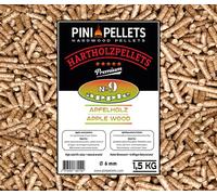 Granulés de bois dur pomme 1,5 kg PINI pellets pour griller, fumer et pour fours à pizza