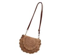 Granulés de paille Sac à main Été Plage Sac à paille pour femme Tissé, kaki