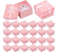 Granvoo 24 Pcs Boite a Bijoux 4x4x3cm, Petite Boite Cadeau Carton, Boîte de Bague, Ecrin Présentoir Boîte de Collier, Case Rangement Bijoux pour Pendentif Boucle d'Oreille Collier Bague (Rose)