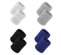 Granvoo 8 PCS Serre-Poignets Absorbants, Bracelets Anti-Transpiration Doux, Wrist Sweatbands pour Enfants, Adolescents, Adultes, Hommes et Femmes, Multisports, Noir, Blanc, Gris, Bleu Marine, 8 x 5 cm
