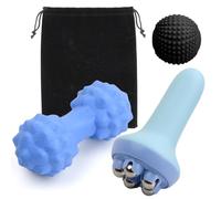 Granvoo Balles de Massage (Balle à Picots + Duoballe de Massage + Rouleau de Massage), Balle de Massage Pied Main Dos, pour Massage des Trigger Points, Relaxation Musculaire et Soulage Douleur (Bleu)