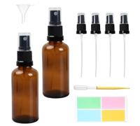 Granvoo Bouteilles de pulvérisation en verre ambre vide de 2 x 50 ml pour les huiles essentielles, distributeur de brume fine petites bouteilles de pulvérisation de brume fine de voyage - 50 ml