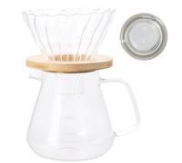 Granvoo Cafetière Pour-Over en Verre, 600ml Cafetiere Manuelle avec Filtre et Couvercle, Cafetière Infusée à la Main, Verseuse pour Cafetière, Transparent