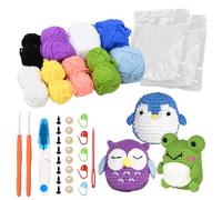 Granvoo Kit Complet de Crochet pour Débutant Animaux,Kit de Démarrage Au Crochet,Kit Crochet Peluche,Tricot Avec Laine à Crochet Vidéo D'Instructions Pour Adulte Enfant,Grenouille,Hibou,Pingouin