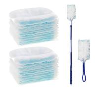 Granvoo Kit de Dépoussiérage, Lot de 20 Recharges Dépoussiérantes, avec 1 Poignée Et 1 Perche Télescopique, Plumeau à Manche Télescopique, pour Le Bureau, de l'École, Domicile Retient La Poussière