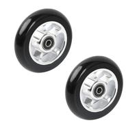Granvoo Lot de 2 Roues de Trottinette 100 mm, Roues de Rechange pour Scooter, Pneu Trotinette Electrique, Remplacement de Moyeu pour Scooter Électrique (Noir-Argent, 100x24mm)