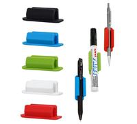 Granvoo Lot de 5 Porte-Stylos Adhésifs en Silicone, Porte Stylo Adhésif Pen Holder, Porte-stylos Porte-crayons Autocollants Porte Stylo Burea pour Accessoires de Bureau Pratique et Sans Effort