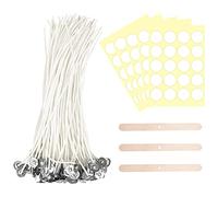 Granvoo Mèches de Bougie, 100 Pièces Mèches de Bougie Naturelles, Meche Bougie 20cm Coton Mèche, Coton Mèche de Bougie avec 3 Supports Mèches en Bois, Propre-mèche pour la Fabrication de Bougies DIY