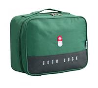 Granvoo Trousse de Secours Vide, Étanche Sac de Médecine Portable, 25×13,5×20 cm, Sac de Rangement de Médicaments, pour Lieu de Travail, Maison, Voiture, Camping, Voyages, Sports (Vert)