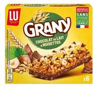 GRANY - Grany Barres Chocolat Au Lait Et Noisettes 138G - Lot De 4