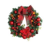 Graootoly 1 couronne de Noël rouge avec nœud - 40 x 37,5 x 8,5 cm - Décoration de Noël pour fenêtre de centre commercial, décoration de Noël