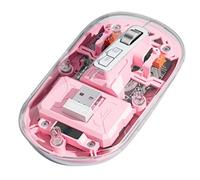 Graootoly Basse Souris Bluetooth sans 3 modes Transparent 2,4 G+Bluetooth5.0 pour ordinateur portable/tablette jeunes Rose Facile à utiliser