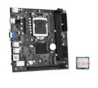 Graootoly ITX H61 Carte mère de bureau + I3-2130 CPU LGA 1155 Noir PCB Kit de cartes de bureau jusqu'à 16 Go DDR3 1600 MHz RAM Slots 100 m