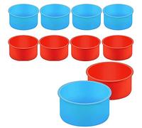 Graootoly Lot de 10 moules à gâteau ronds en silicone de 10,2 cm - Rouge et bleu