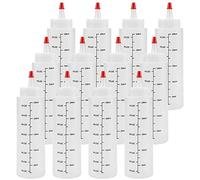 Graootoly Lot de 12 flacons à condiments à presser avec bouchon rouge - Bouteille en plastique pour ketchup, sauces, sirop