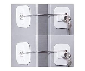Graootoly Lot de 2 mini serrures de réfrigérateur avec clé pour adultes, serrure pour réfrigérateur, porte d'armoire (blanc)