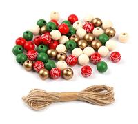 Graootoly Lot de 200 perles de Noël en bois colorées de 16 mm avec de 10 m de long pour loisirs créatifs